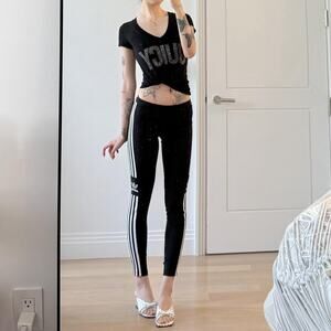 Adidas black 3 stripe leggings classic